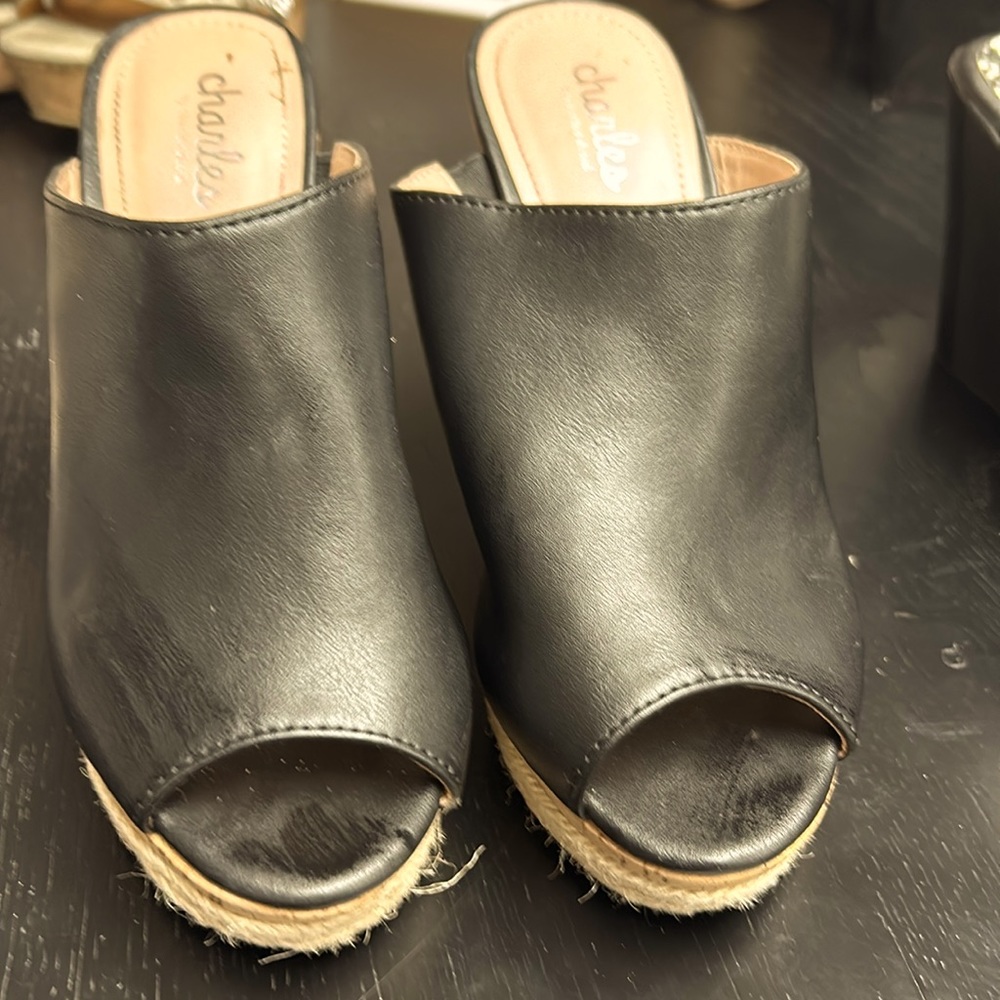Charles David black mules